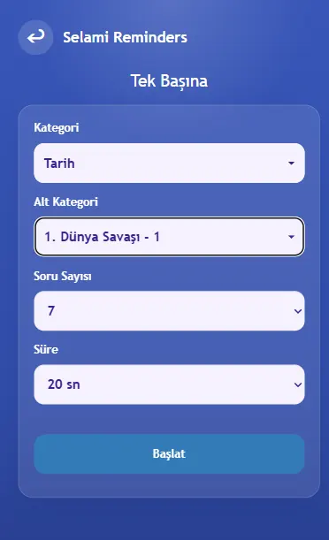 Tek Başına Ayar Ekranı