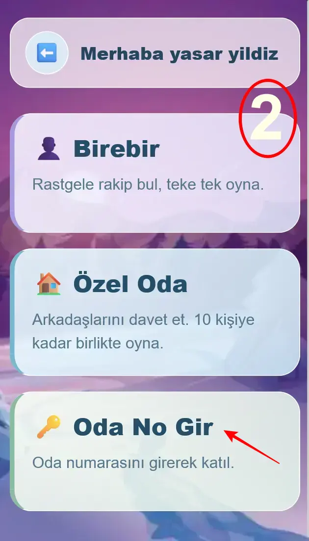 Oda No Giriş Ekranı