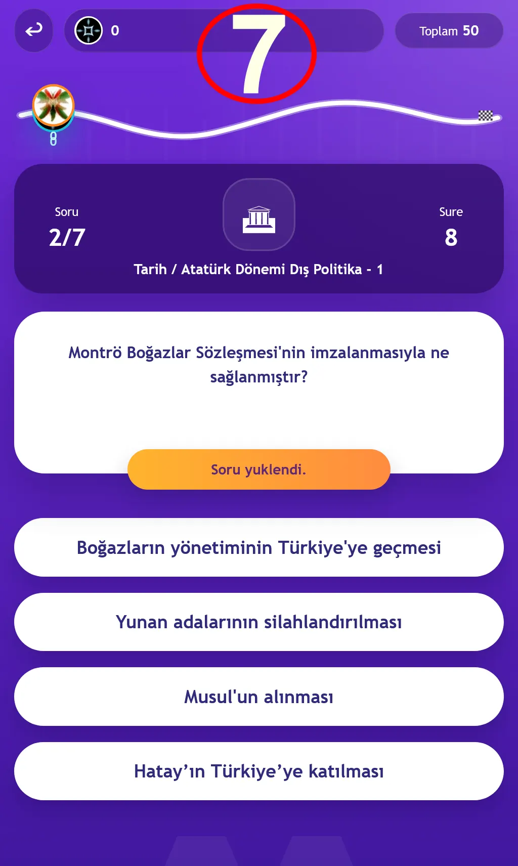 Çoklu oda quiz çözme ekranı